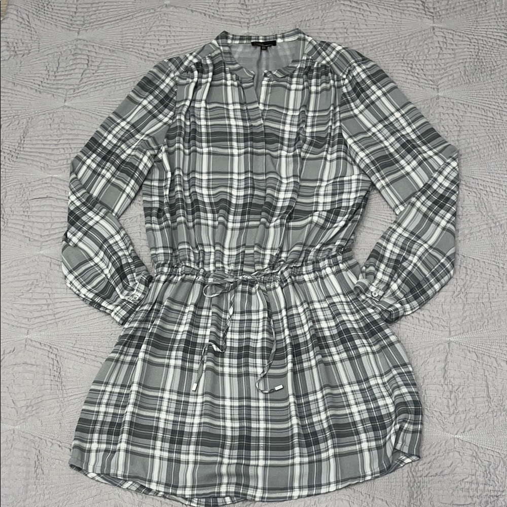 Dalia Plaid Gray Button-up Women's Lined Dress size 12